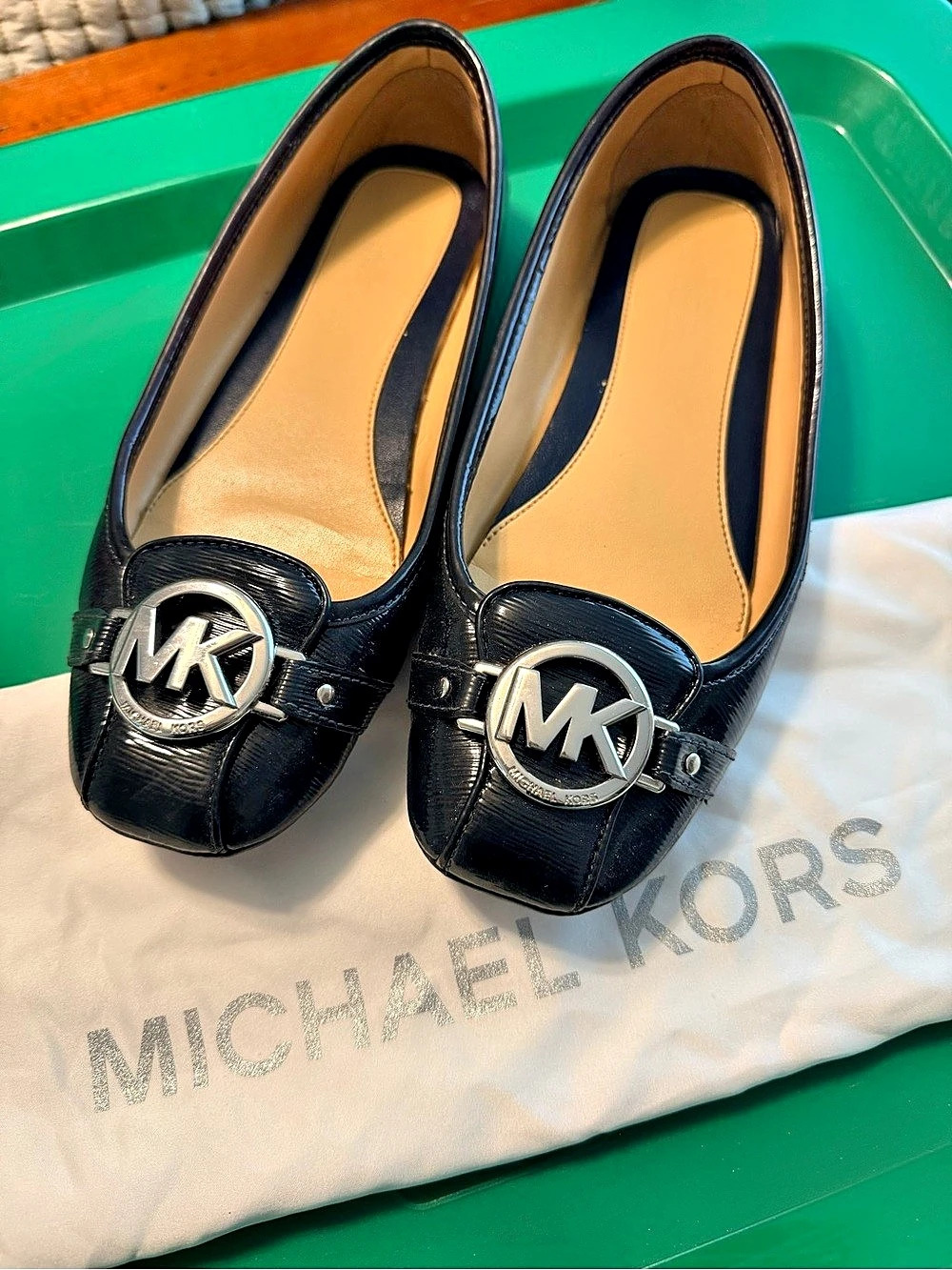 Michael Kors Fulton Logo Navy Flats US 7.5